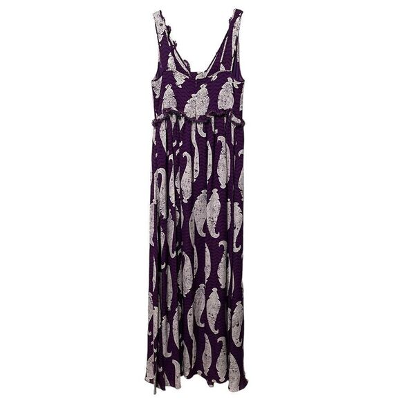 TORY BURCH Petula Paisley Beaded Ruffle Silk Maxi Dress 8 - Picture 8 of 14